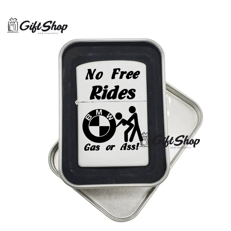 No free rides bmw, bricheta metalica gravata laser cu mesajv